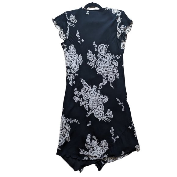 Vintage 90s Two of Us Black and White Floral Beaded Dress size XL - Picture 2 of 9